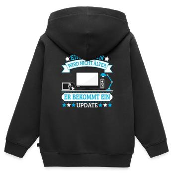 Admin Programmierer Admin bekommt nur ein Update - Kinder Premium Organic Zip Hoodie - Schwarz - Hinten - AI Model Kid Male (0cm)
