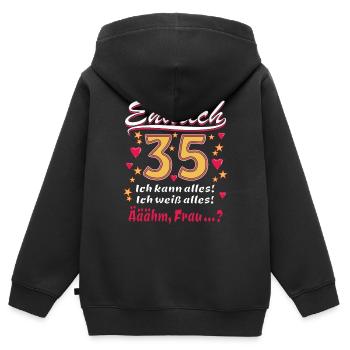 ENDLICH 35 - Kinder Premium Organic Zip Hoodie - Schwarz - Hinten - AI Model Kid Male (0cm)
