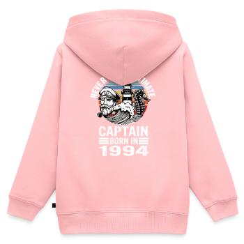 Never Underestimate Captain born in 1994 - Kinder Premium Organic Zip Hoodie - Rosa - Hinten - AI Model Kid Female (0cm)