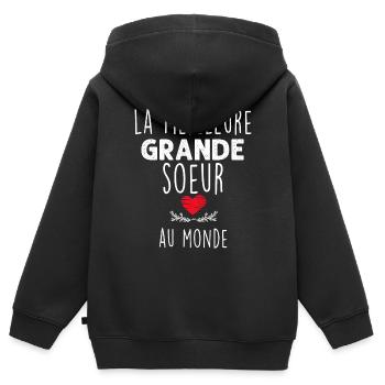 La Meilleure Grande Soeur Au Monde - Sweat Premium à capuche zippé enfant bio - noir - Dos - AI Model Kid Male (0cm)