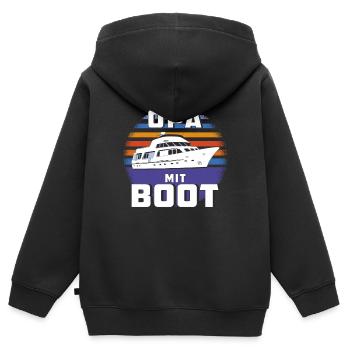 STOLZER OPA MIT BOOT - Kinder Premium Organic Zip Hoodie - Schwarz - Hinten - AI Model Kid Male (0cm)