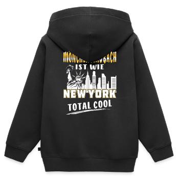 MÖNCHENGLADBACH IST WIE NEW YORK - Kinder Premium Organic Zip Hoodie - Schwarz - Hinten - AI Model Kid Male (0cm)