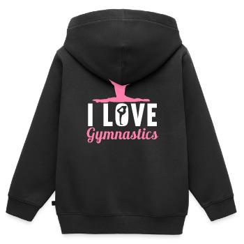 Acrobat Gymnastique Gymnastique Tumbling - Sweat Premium à capuche zippé enfant bio - noir - Dos - AI Model Kid Male (0cm)