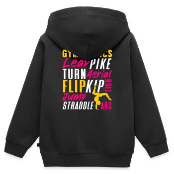 Acrobat Gymnastique Gymnastique Tumbling - Sweat Premium à capuche zippé enfant bio - noir - Dos - AI Model Kid Male (0cm)