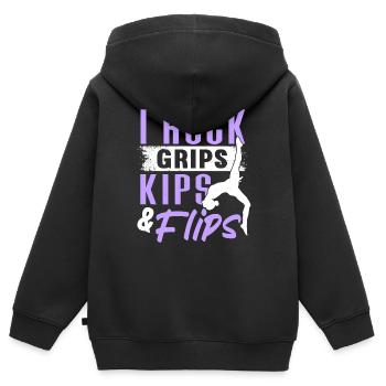 Acrobat Gymnastique Gymnastique Tumbling - Sweat Premium à capuche zippé enfant bio - noir - Dos - AI Model Kid Male (0cm)