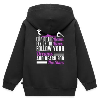 Acrobat Gymnastique Gymnastique Tumbling - Sweat Premium à capuche zippé enfant bio - noir - Dos - AI Model Kid Male (0cm)