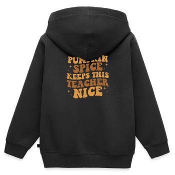 Pumpkin Spice Keeps Teacher Nice, Pumpkin Spice - Kids Premium Organic Zip-up Hoodie - black - Back - AI Model Kid Male (0cm)