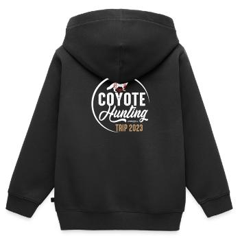 Coyote Hunting Trip 2023, Kojotenjagd - Kinder Premium Organic Zip Hoodie - Schwarz - Hinten - AI Model Kid Male (0cm)