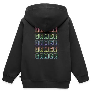 GAMER GAMER GAMER - Kinder Premium Organic Zip Hoodie - Schwarz - Hinten - AI Model Kid Male (0cm)