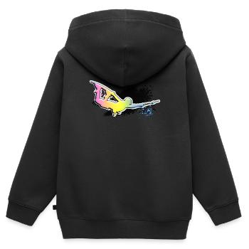 Wakeboard, Silhouette, Wassersport, Wakeboarder, - Kinder Premium Organic Zip Hoodie - Schwarz - Hinten - AI Model Kid Male (0cm)