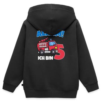 Geburtstagsshirt 5 Jahre Feuerwehr Geschenke - Kinder Premium Organic Zip Hoodie - Schwarz - Hinten - AI Model Kid Male (0cm)