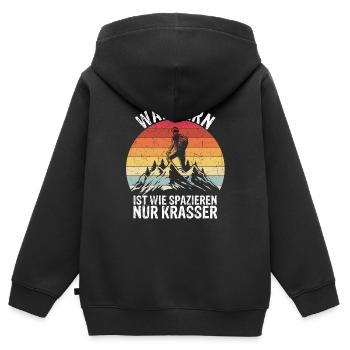 Wandern ist wie spazieren, nur krasser Wanderer Sp - Kinder Premium Organic Zip Hoodie - Schwarz - Hinten - AI Model Kid Male (0cm)