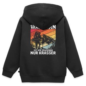 Wandern ist wie spazieren, nur krasser - Wanderer - Kinder Premium Organic Zip Hoodie - Schwarz - Hinten - AI Model Kid Male (0cm)