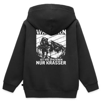 Wandern ist wie spazieren, nur krasser - Wanderer - Kinder Premium Organic Zip Hoodie - Schwarz - Hinten - AI Model Kid Male (0cm)