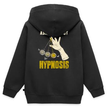 Posez-moi des questions sur Hypnose Retro Cool Hypnotism T-shirt - Sweat Premium à capuche zippé enfant bio - noir - Dos - AI Model Kid Male (0cm)