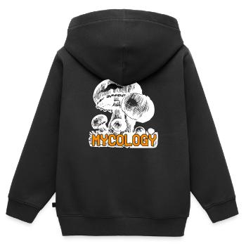 Mycology Retro Fungus Mycology Lover T-Shirt - Sweat Premium à capuche zippé enfant bio - noir - Dos - AI Model Kid Male (0cm)