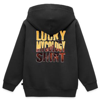 Lucky Mycology Shirt Retro Cool Mycologist Designs - Sweat Premium à capuche zippé enfant bio - noir - Dos - AI Model Kid Male (0cm)