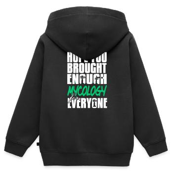 J’espère que vous avez apporté assez de mycologie pour tout le monde - Sweat Premium à capuche zippé enfant bio - noir - Dos - AI Model Kid Male (0cm)