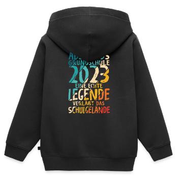 Grundschule 2023 Eine Legende Grundschule Abschlus - Kinder Premium Organic Zip Hoodie - Schwarz - Hinten - AI Model Kid Male (0cm)