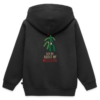 Posez-moi des questions sur le gui symbole de l’amour pour Noël - Sweat Premium à capuche zippé enfant bio - noir - Dos - AI Model Kid Male (0cm)