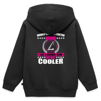 Grutier mobile Maman - Sweat Premium à capuche zippé enfant bio - noir - Dos - AI Model Kid Male (0cm)