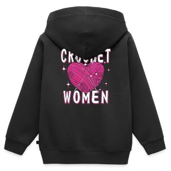 CROCHET WOMAN - Kinder Premium Organic Zip Hoodie - Schwarz - Hinten - AI Model Kid Male (0cm)