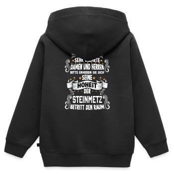 Steinmetz T Handwerker Kunsthandwerk Steinmetz - Kinder Premium Organic Zip Hoodie - Schwarz - Hinten - AI Model Kid Male (0cm)