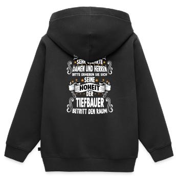 Tiefbauer Spruch Bauarbeiter Bau lustig Tiefbau - Kinder Premium Organic Zip Hoodie - Schwarz - Hinten - AI Model Kid Male (0cm)