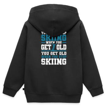 Lustiger Skiliebhaber Skifahrer Du hörst nicht auf - Kinder Premium Organic Zip Hoodie - Schwarz - Hinten - AI Model Kid Male (0cm)
