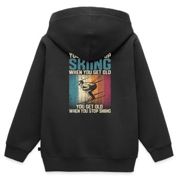 Du hörst nicht auf, Ski zu fahren, wenn du alt - Kinder Premium Organic Zip Hoodie - Schwarz - Hinten - AI Model Kid Male (0cm)