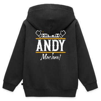 Andy Geschenkidee Geschenk Geburtstag - Kinder Premium Organic Zip Hoodie - Schwarz - Hinten - AI Model Kid Male (0cm)
