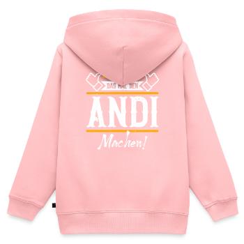Andi Geschenkidee Geschenk Geburtstag - Kinder Premium Organic Zip Hoodie - Rosa - Hinten - AI Model Kid Female (0cm)