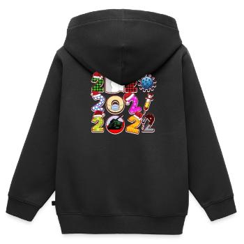Weihnachten 2022 Design Aktuelles - Funny Chris - Kinder Premium Organic Zip Hoodie - Schwarz - Hinten - AI Model Kid Male (0cm)