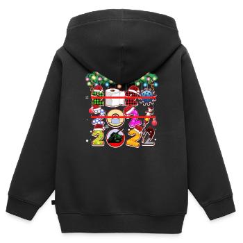 Weihnachten 2022 vergangene und aktuelle Ausgaben - Funny Chr - Kinder Premium Organic Zip Hoodie - Schwarz - Hinten - AI Model Kid Male (0cm)