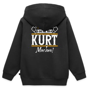 Kurt Geschenkidee Geschenk Geburtstag - Kinder Premium Organic Zip Hoodie - Schwarz - Hinten - AI Model Kid Male (0cm)