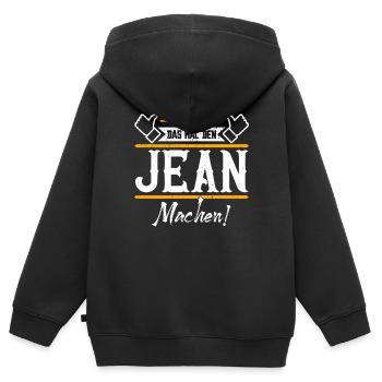 Jean Geschenkidee Geschenk Geburtstag - Kinder Premium Organic Zip Hoodie - Schwarz - Hinten - AI Model Kid Male (0cm)