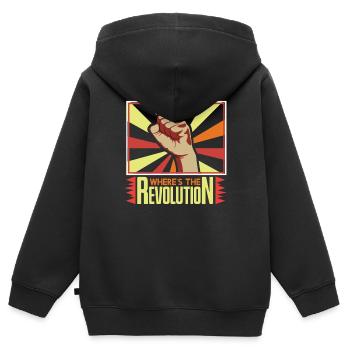 Wheres The Revolution - Kids Premium Organic Zip-up Hoodie - black - Back - AI Model Kid Male (0cm)