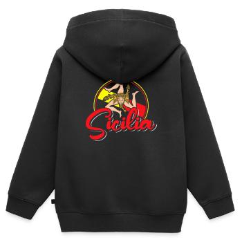Sizilien flagge Sizilien Palermo Italien - Kinder Premium Organic Zip Hoodie - Schwarz - Hinten - AI Model Kid Male (0cm)