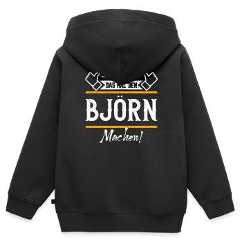 Björn Geschenkidee Geschenk Geburtstag - Kinder Premium Organic Zip Hoodie - Schwarz - Hinten - AI Model Kid Male (0cm)