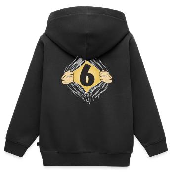 6 HEMD AUFZIEHEN - Kinder Premium Organic Zip Hoodie - Schwarz - Hinten - AI Model Kid Male (0cm)