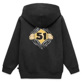 51 HEMD AUFZIEHEN - Kinder Premium Organic Zip Hoodie - Schwarz - Hinten - AI Model Kid Male (0cm)
