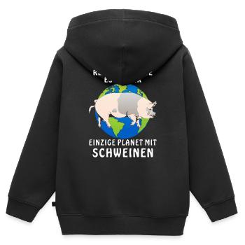 RETTET DIE ERDE ES IST DER EINZIGE PLANET MIT - Kinder Premium Organic Zip Hoodie - Schwarz - Hinten - AI Model Kid Male (0cm)
