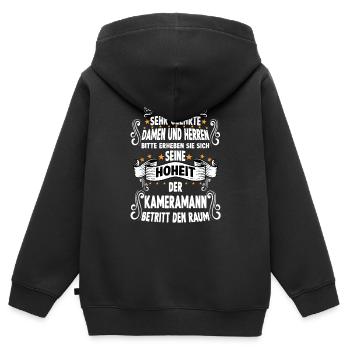 Kameramann T witziges Spruch Motiv Kameramann - Kinder Premium Organic Zip Hoodie - Schwarz - Hinten - AI Model Kid Male (0cm)