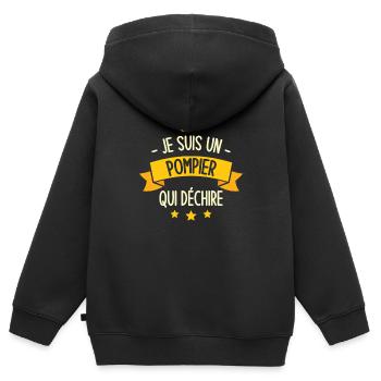 Je suis un pompier qui déchire - Sweat Premium à capuche zippé enfant bio - noir - Dos - AI Model Kid Male (0cm)