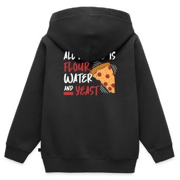 Tout ce dont j'ai besoin, c'est de l'eau de farine et de la levure pour faire de la pizza - Sweat Premium à capuche zippé enfant bio - noir - Dos - AI Model Kid Male (0cm)