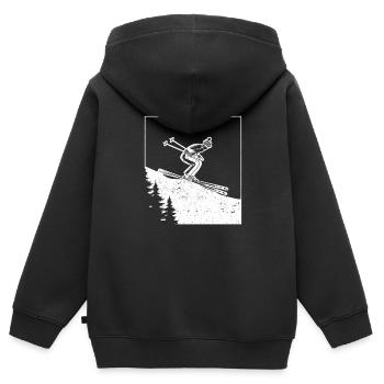 Skiliebhaber Lustig Skifahren Wintersport Alpin - Kinder Premium Organic Zip Hoodie - Schwarz - Hinten - AI Model Kid Male (0cm)