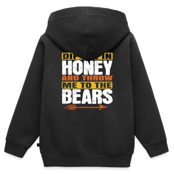 dip me in honey and throw me to the bears - Kids Premium Organic Zip-up Hoodie - black - Back - AI Model Kid Male (0cm)