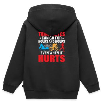 Triathletes can go for hours and hours Tri Triat - Kids Premium Organic Zip-up Hoodie - black - Back - AI Model Kid Male (0cm)