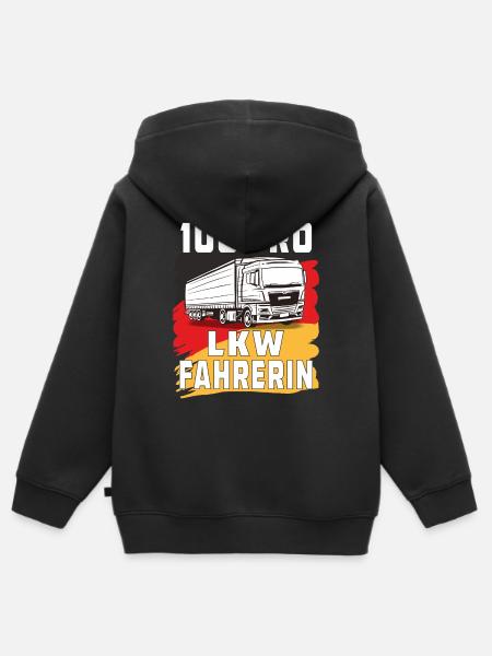 100 PRO LKW FAHRERIN - Kinder Premium Organic Zip Hoodie - Schwarz