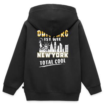 DUISBURG IST WIE NEW YORK - Kinder Premium Organic Zip Hoodie - Schwarz - Hinten - AI Model Kid Male (0cm)